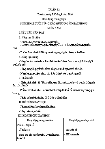 Kế hoạch bài dạy Tiếng Việt + Toán 3 (Kết nối tri thức) - Tuần 32 - Năm học 2023-2024 - Hoàng Thị Như Uyên