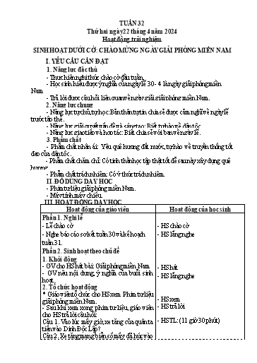 Kế hoạch bài dạy Tiếng Việt + Toán 3 (Kết nối tri thức) - Tuần 32 - Năm học 2023-2024 - Hà Thị Hiên