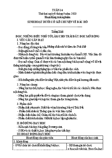Kế hoạch bài dạy Tiếng Việt + Toán 3 (Kết nối tri thức) - Tuần 34 - Năm học 2022-2023 - Hà Thị Hiên