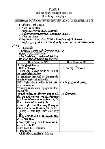 Kế hoạch bài dạy Tiếng Việt + Toán 3 (Kết nối tri thức) - Tuần 35 - Năm học 2022-2023 - Hà Thị Hiên
