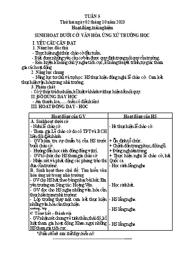 Kế hoạch bài dạy Tiếng Việt + Toán 3 (Kết nối tri thức) - Tuần 5 - Năm học 2023-2024 - Hoàng Thị Như Uyên