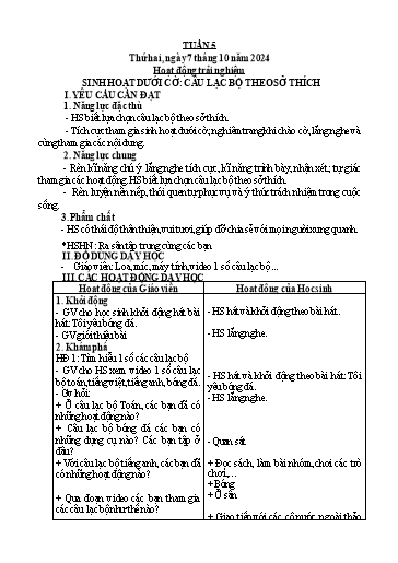Kế hoạch bài dạy Tiếng Việt + Toán 3 (Kết nối tri thức) - Tuần 5 - Năm học 2024-2025 - Hoàng Thị Như Uyên