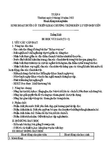 Kế hoạch bài dạy Tiếng Việt + Toán 3 (Kết nối tri thức) - Tuần 5 - Năm học 2022-2023 - Hà Thị Hiên