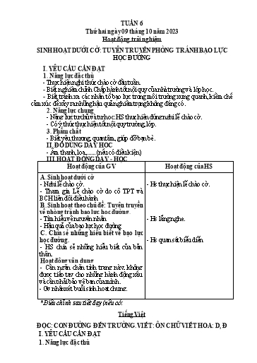 Kế hoạch bài dạy Tiếng Việt + Toán 3 (Kết nối tri thức) - Tuần 6 - Năm học 2023-2024 - Hoàng Thị Như Uyên