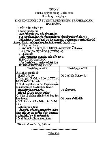 Kế hoạch bài dạy Tiếng Việt + Toán 3 (Kết nối tri thức) - Tuần 6 - Năm học 2023-2024 - Hà Thị Hiên