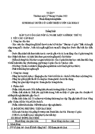 Kế hoạch bài dạy Tiếng Việt + Toán 3 (Kết nối tri thức) - Tuần 7 - Năm học 2022-2023 - Hoàng Thị Như Uyên