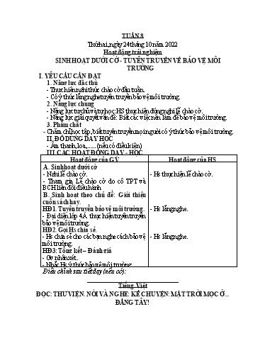 Kế hoạch bài dạy Tiếng Việt + Toán 3 (Kết nối tri thức) - Tuần 8 - Năm học 2022-2023- Hà Thị Hiên