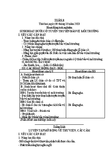 Kế hoạch bài dạy Tiếng Việt + Toán 3 (Kết nối tri thức) - Tuần 9 - Năm học 2023-2024 - Hoàng Thị Như Uyên
