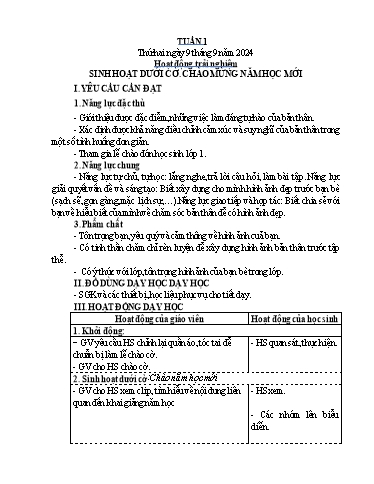 Kế hoạch bài dạy Tiếng Việt + Toán 4 - Tuần 1 - Năm học 2024-2025 - Phạm Thị Hương Giang