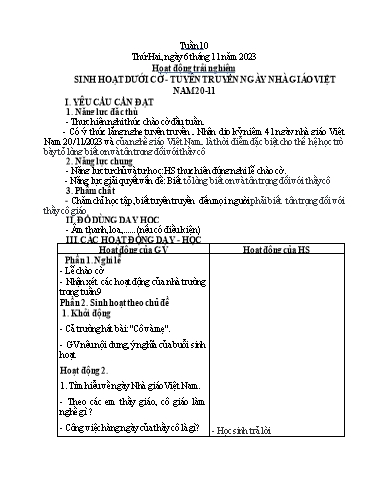 Kế hoạch bài dạy Tiếng Việt + Toán 4 - Tuần 10 - Năm học 2023-2024 - Phạm Thị Hương Giang