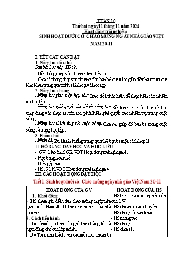 Kế hoạch bài dạy Tiếng Việt + Toán 4 - Tuần 10 - Năm học 2024-2025 - Phan Đình Khôi