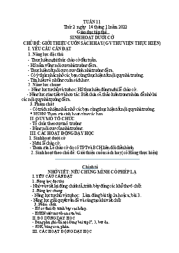 Kế hoạch bài dạy Tiếng Việt + Toán 4 - Tuần 11 - Năm học 2022-2023 - Phạm Thị Hương Giang