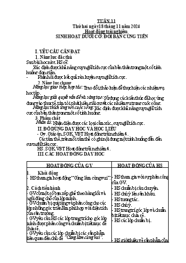 Kế hoạch bài dạy Tiếng Việt + Toán 4 - Tuần 11- Năm học 2024-2025 - Phạm Thị Hương Giang