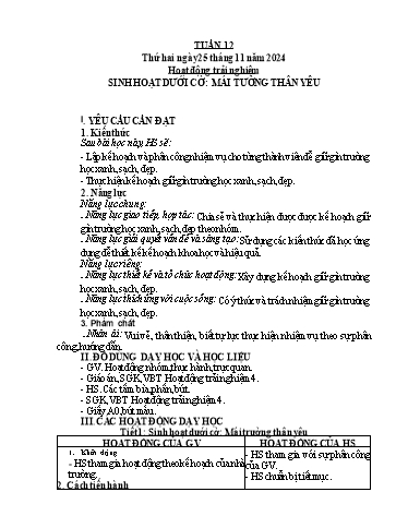 Kế hoạch bài dạy Tiếng Việt + Toán 4 - Tuần 12 - Năm học 2024-2025 - Phan Đình Khôi
