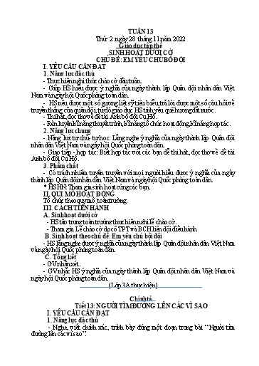 Kế hoạch bài dạy Tiếng Việt + Toán 4 - Tuần 13 - Năm học 2022-2023 - Phạm Thị Hương Giang