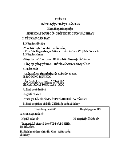 Kế hoạch bài dạy Tiếng Việt + Toán 4 - Tuần 13 - Năm học 2023-2024 - Phạm Thị Hương Giang