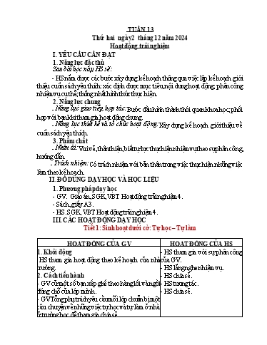 Kế hoạch bài dạy Tiếng Việt + Toán 4 - Tuần 13 - Năm học 2024-2025 - Phan Đình Khôi