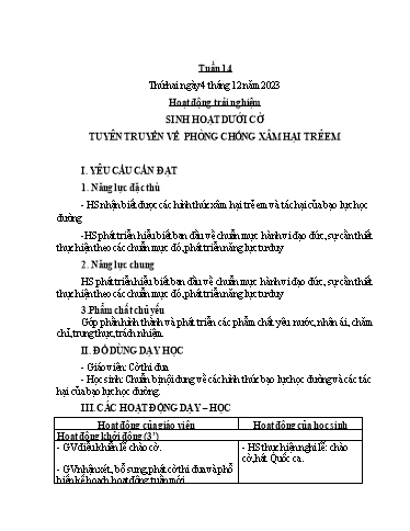 Kế hoạch bài dạy Tiếng Việt + Toán 4 - Tuần 14 - Năm học 2023-2024 - Phạm Thị Hương Giang