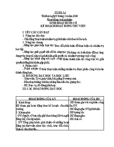 Kế hoạch bài dạy Tiếng Việt + Toán 4 - Tuần 14 - Năm học 2024-2025 - Phạm Thị Hương Giang