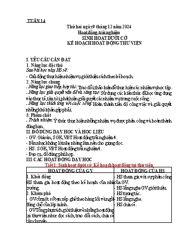 Kế hoạch bài dạy Tiếng Việt + Toán 4 - Tuần 14 - Năm học 2024-2025 - Phan Đình Khôi