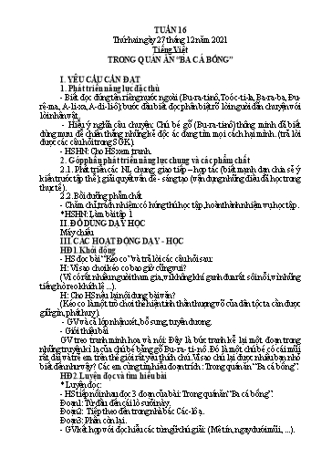 Kế hoạch bài dạy Tiếng Việt + Toán 4 - Tuần 16 - Năm học 2021-2022 - Phan Đình Khôi