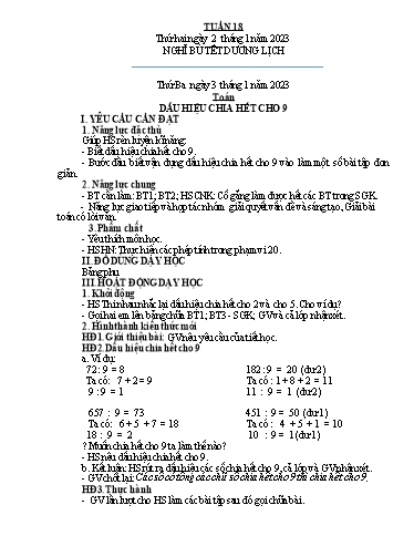 Kế hoạch bài dạy Tiếng Việt + Toán 4 - Tuần 18 - Năm học 2022-2023 - Phạm Thị Hương Giang