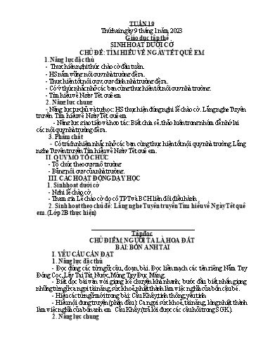 Kế hoạch bài dạy Tiếng Việt + Toán 4 - Tuần 19 - Năm học 2022-2023 - Phạm Thị Hương Giang