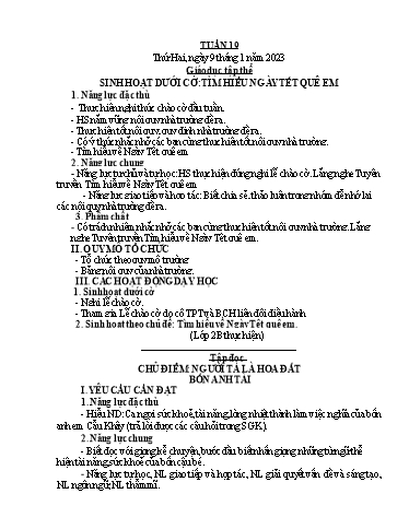 Kế hoạch bài dạy Tiếng Việt + Toán 4 - Tuần 19 - Năm học 2022-2023 - Phan Đình Khôi