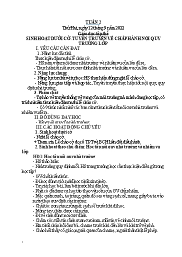 Kế hoạch bài dạy Tiếng Việt + Toán 4 - Tuần 2 - Năm học 2022-2023 - Phạm Thị Hương Giang