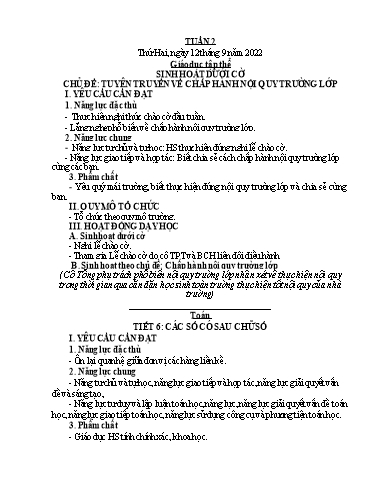 Kế hoạch bài dạy Tiếng Việt + Toán 4 - Tuần 2 - Năm học 2022-2023 - Phan Đình Khôi