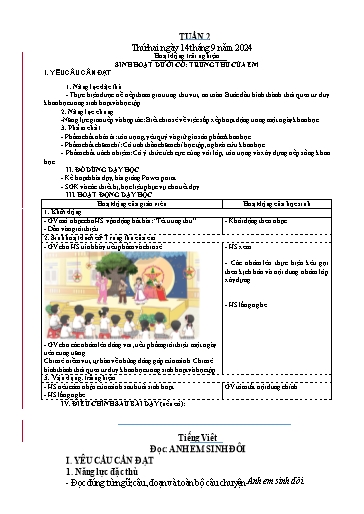 Kế hoạch bài dạy Tiếng Việt + Toán 4 - Tuần 2 - Năm học 2024-2025 - Phạm Thị Hương Giang