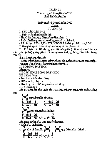 Kế hoạch bài dạy Tiếng Việt + Toán 4 - Tuần 21 - Năm học 2021-2022 - Phan Đình Khôi