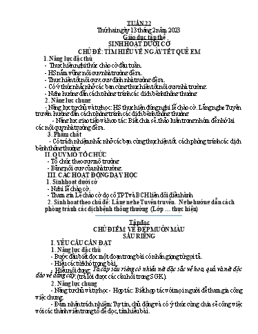 Kế hoạch bài dạy Tiếng Việt + Toán 4 - Tuần 22 - Năm học 2022-2023 - Phan Đình Khôi