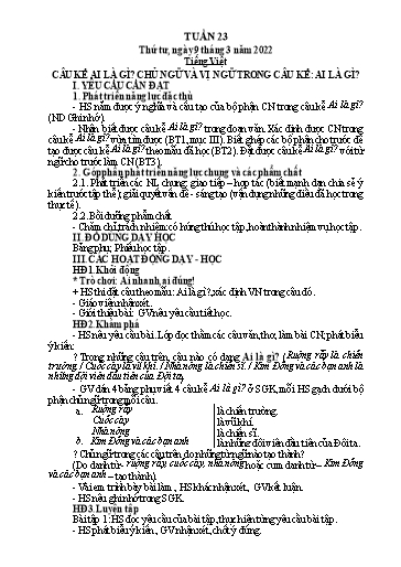 Kế hoạch bài dạy Tiếng Việt + Toán 4 - Tuần 23 - Năm học 2021-2022 - Phan Đình Khôi