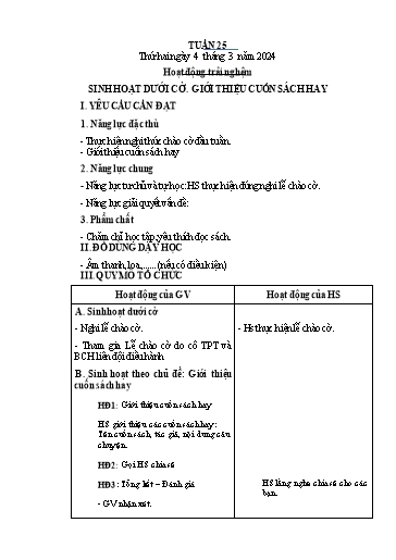 Kế hoạch bài dạy Tiếng Việt + Toán 4 - Tuần 25 - Năm học 2023-2024 - Phạm Thị Hương Giang