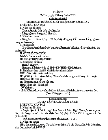 Kế hoạch bài dạy Tiếng Việt + Toán 4 - Tuần 26 - Năm học 2022-2023 - Phan Đình Khôi