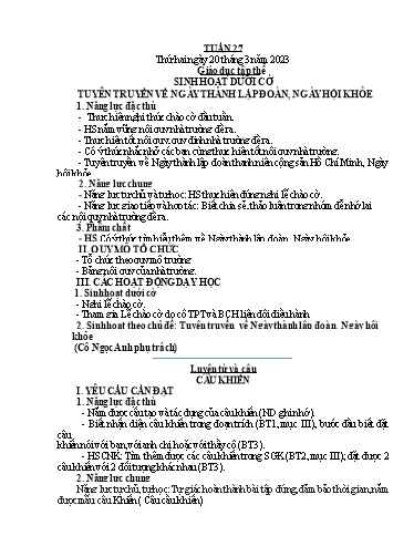Kế hoạch bài dạy Tiếng Việt + Toán 4 - Tuần 27 - Năm học 2022-2023 - Phạm Thị Hương Giang