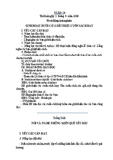 Kế hoạch bài dạy Tiếng Việt + Toán 4 - Tuần 29 - Năm học 2023-2024 - Phạm Thị Hương Giang