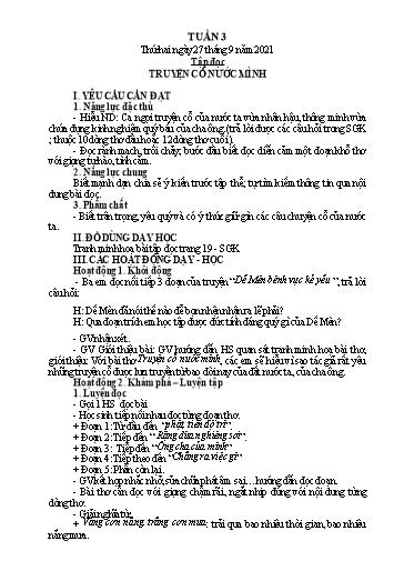 Kế hoạch bài dạy Tiếng Việt + Toán 4 - Tuần 3 - Năm học 2021-2022 - Phan Đình Khôi