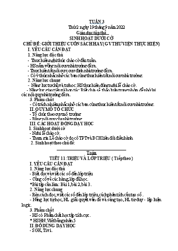 Kế hoạch bài dạy Tiếng Việt + Toán 4 - Tuần 3 - Năm học 2022-2023 - Phạm Thị Hương Giang
