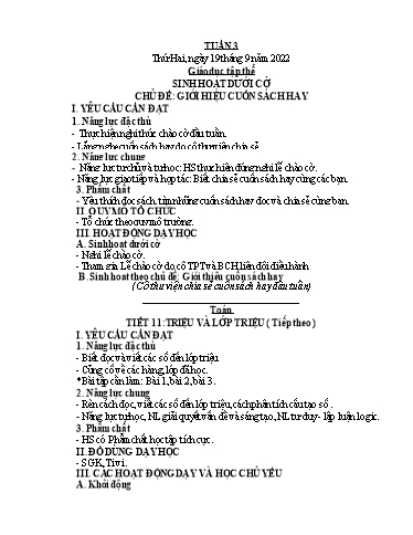 Kế hoạch bài dạy Tiếng Việt + Toán 4 - Tuần 3 - Năm học 2022-2023 - Phan Đình Khôi