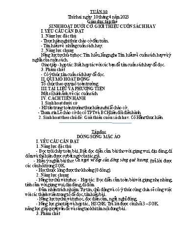 Kế hoạch bài dạy Tiếng Việt + Toán 4 - Tuần 30 - Năm học 2022-2023 - Phan Đình Khôi