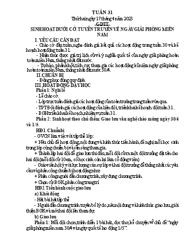 Kế hoạch bài dạy Tiếng Việt + Toán 4 - Tuần 31 - Năm học 2022-2023 - Phan Đình Khôi