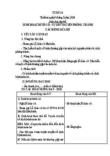 Kế hoạch bài dạy Tiếng Việt + Toán 4 - Tuần 34 - Năm học 2023-2024 - Phan Đình Khôi