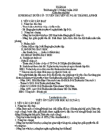 Kế hoạch bài dạy Tiếng Việt + Toán 4 - Tuần 35 - Năm học 2022-2023 - Phan Đình Khôi