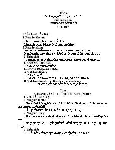 Kế hoạch bài dạy Tiếng Việt + Toán 4 - Tuần 4 - Năm học 2022-2023 - Phan Đình Khôi