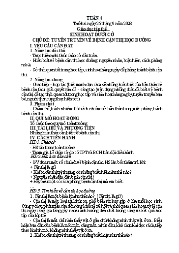 Kế hoạch bài dạy Tiếng Việt + Toán 4 - Tuần 4 - Năm học 2023-2024 - Phạm Thị Hương Giang