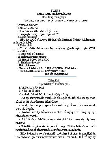 Kế hoạch bài dạy Tiếng Việt + Toán 4 - Tuần 4 - Năm học 2023-2024 - Phan Đình Khôi