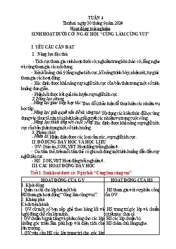 Kế hoạch bài dạy Tiếng Việt + Toán 4 - Tuần 4 - Năm học 2024-2025 - Phạm Thị Hương Giang