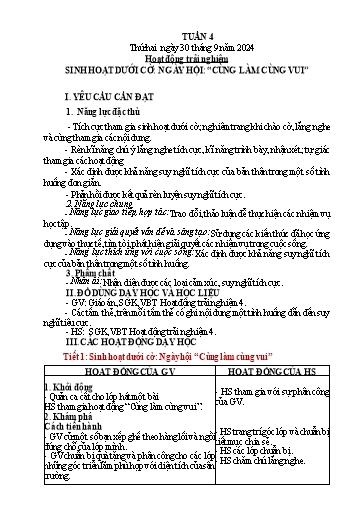 Kế hoạch bài dạy Tiếng Việt + Toán 4 - Tuần 4 - Năm học 2024-2025 - Phan Đình Khôi
